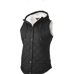 Women's Tough Duck Black Quilted Hooded Vest